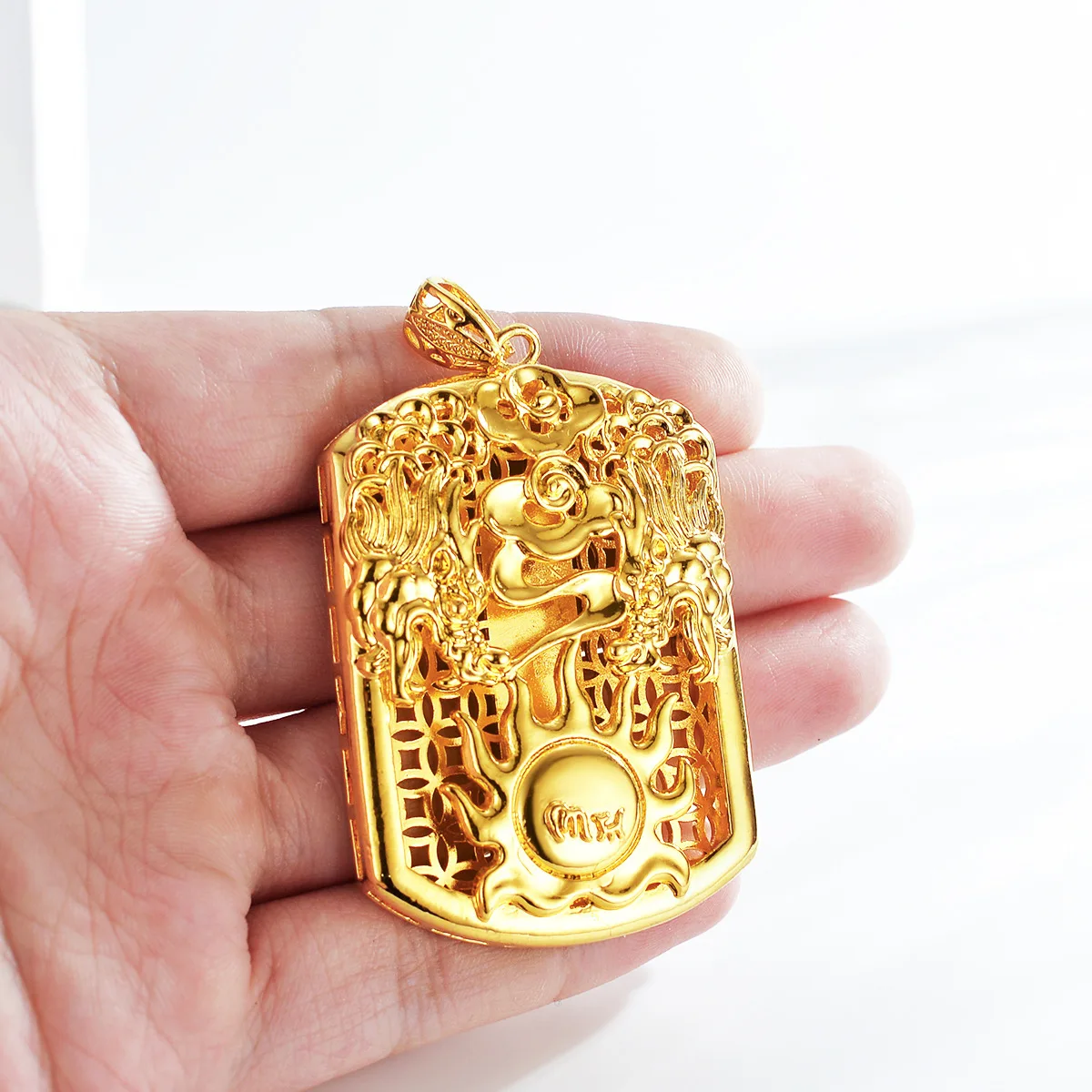 即購入可❣️限定1❣️レア❣️ミニブルーフローライト 金運＆全ての試験＆ AU999 gold pendant men's square zodiac pendant 24k real gold