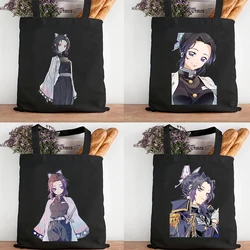 Shoping Bags Canvas Bag Demon Slayer's Blade Shopper Reusable Tote Anime Women New Luxury Handbags Designer Handbag Shoppers