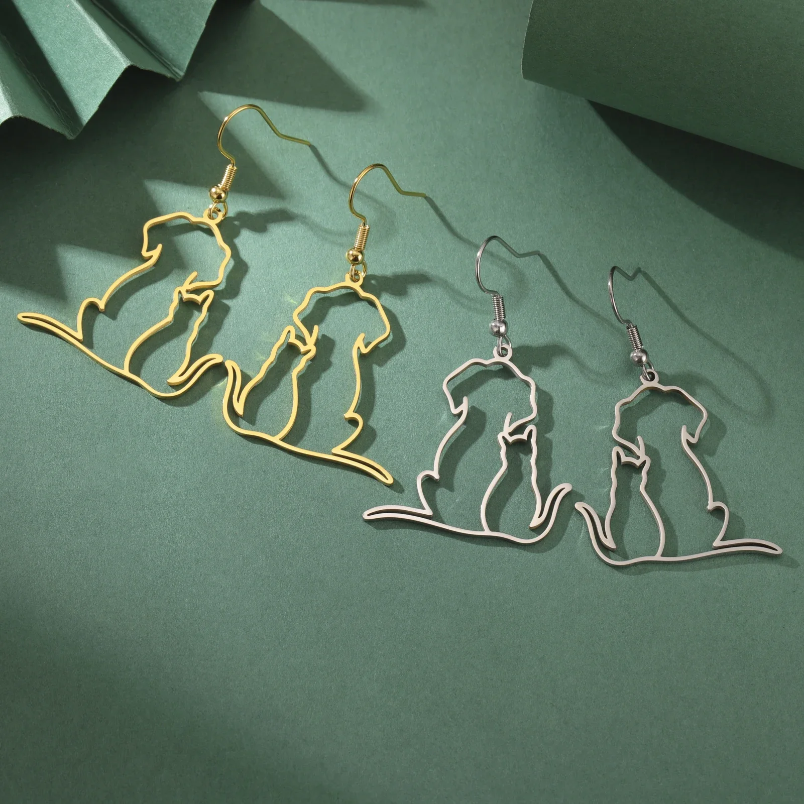 Hugging Cats Kittens Earrings for Women Girls Stainless Steel Cute Dog Dangle Earrings - PeticaDeals
