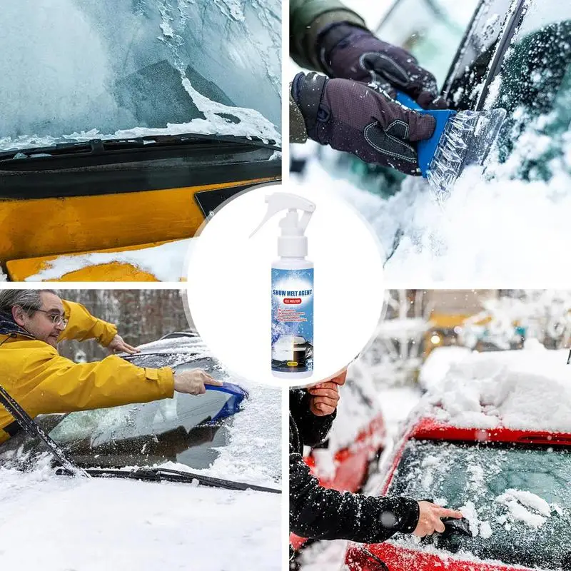 Defrost Spray Windshield Ice Frost & Snow Melting Spray 100ml Melts Ice Frost & Snow for Car Windscreens Door Handle