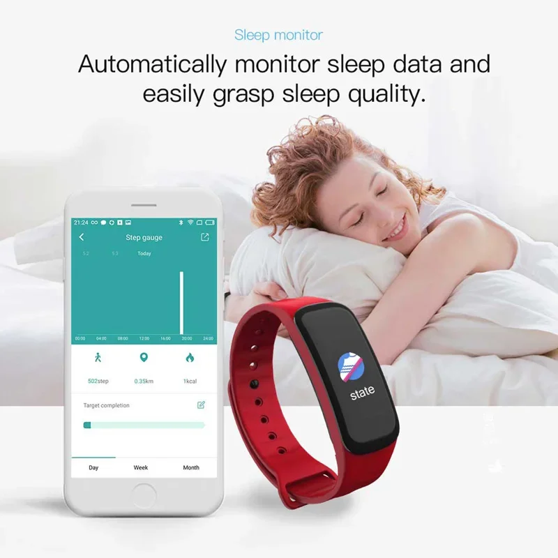 Lenovo Smart Bracelet C1 Plus Bluetooth Fitness Tracker Sports Step Counting Heart Rate Blood Pressure Monitor Waterproof Unisex