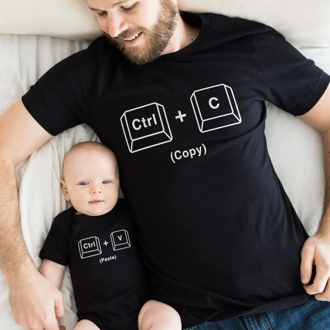 Copy Paste Shirt Father and Baby Matching Shirts Ctrl C Ctrl V Print Daddy Daughter Shirts New Father's Day Gift 4