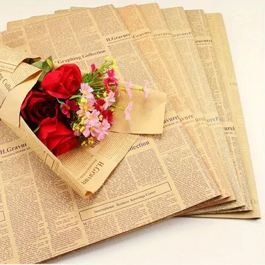 5 Stück Vintage Geschenkblumen-Geschenkpapier, englisches Kraftpapier – Detail 3