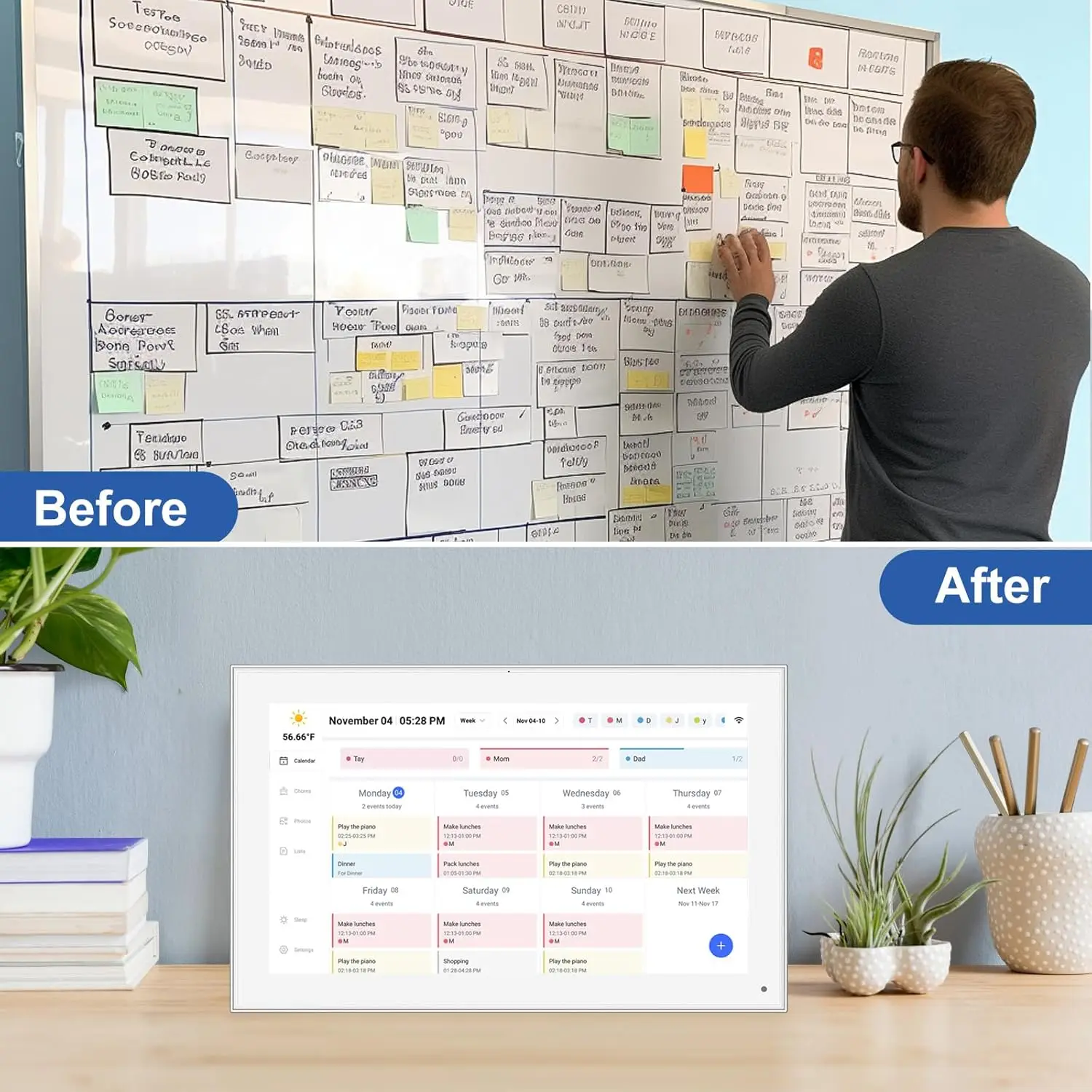15.6 inch Digital Calendar Touchscreen, Wall Planner, IPS FHD,Smart Family Schedules, Chore Chart, Wall Organizer for Multi-Chil