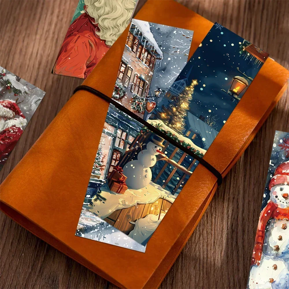 30 Pcs/Pack Christmas Bookmarks Cartoon Snowman Books Marking Reading Tools Creative Decorations Bookmarks Students Stationery