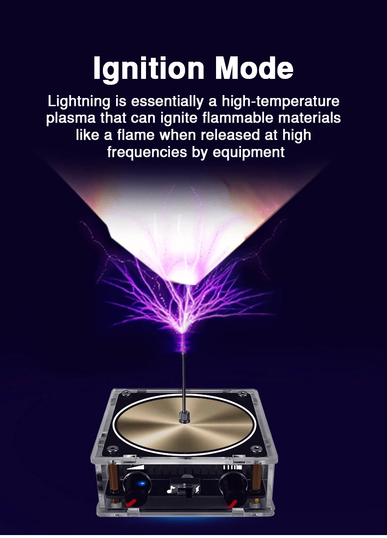 Music Tesla Coil Bluetooth/AUX Dual Mode Music Box Artificial Lightning Touchabl