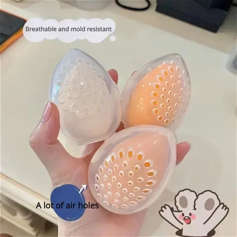 1PC Travel Cosmetic Sponge Box New Portable Pink and White Egg Plastic Box Powder Sponge Cosmetic Cosmetic Organizer 2