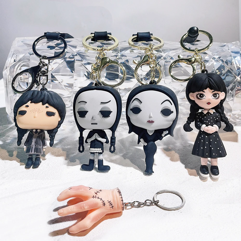 

New Wednesday Keychains Morticia Gomez Addams Family Figure Doll Pendant Bag ar Keyring Unisex Women Men Party Christmas Gifts