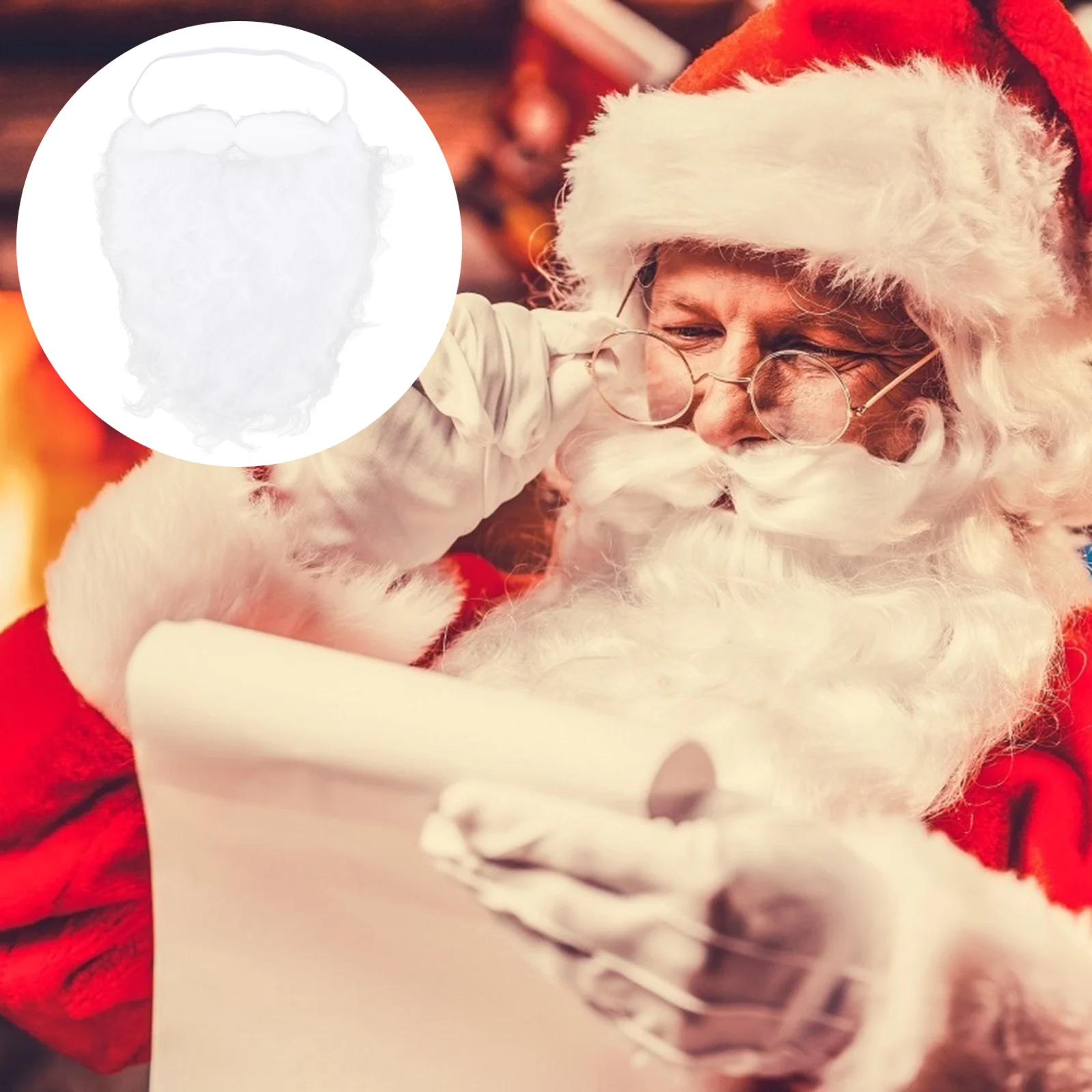 

4 Pcs Santa Beard Claus Christmas White Mustache Old Man Hat Party Performance Prop Hair