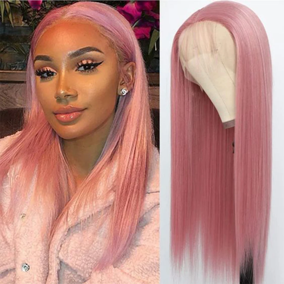 

Sleek Pink Colored Human Hair Wigs For Women Cosplay 13x6x1 Lace Front Human Hair Wigs 613 Blonde Straight Brazilian Hair Wigs
