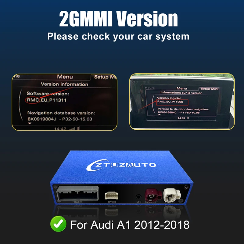 Carplay Voiture Pour Audi A1 2018 2019 2020 2021 2022, Adaptateur CarPlay Sans Fil Connexion Bluetooth 5.0 Rapide, Compatible Android Auto Et IOS,D/Grey