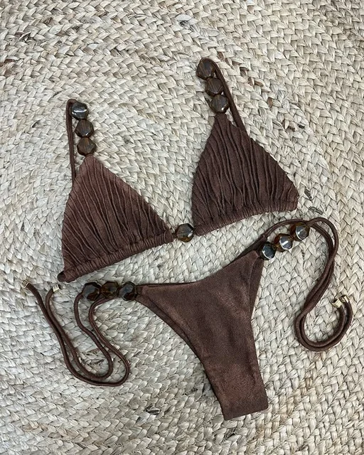 2024 Sexy Bikini Set High Waist Golden Printed Women Swimwear Push Up Bikinis Swimsuit Female Biquini Bathing Suit 1