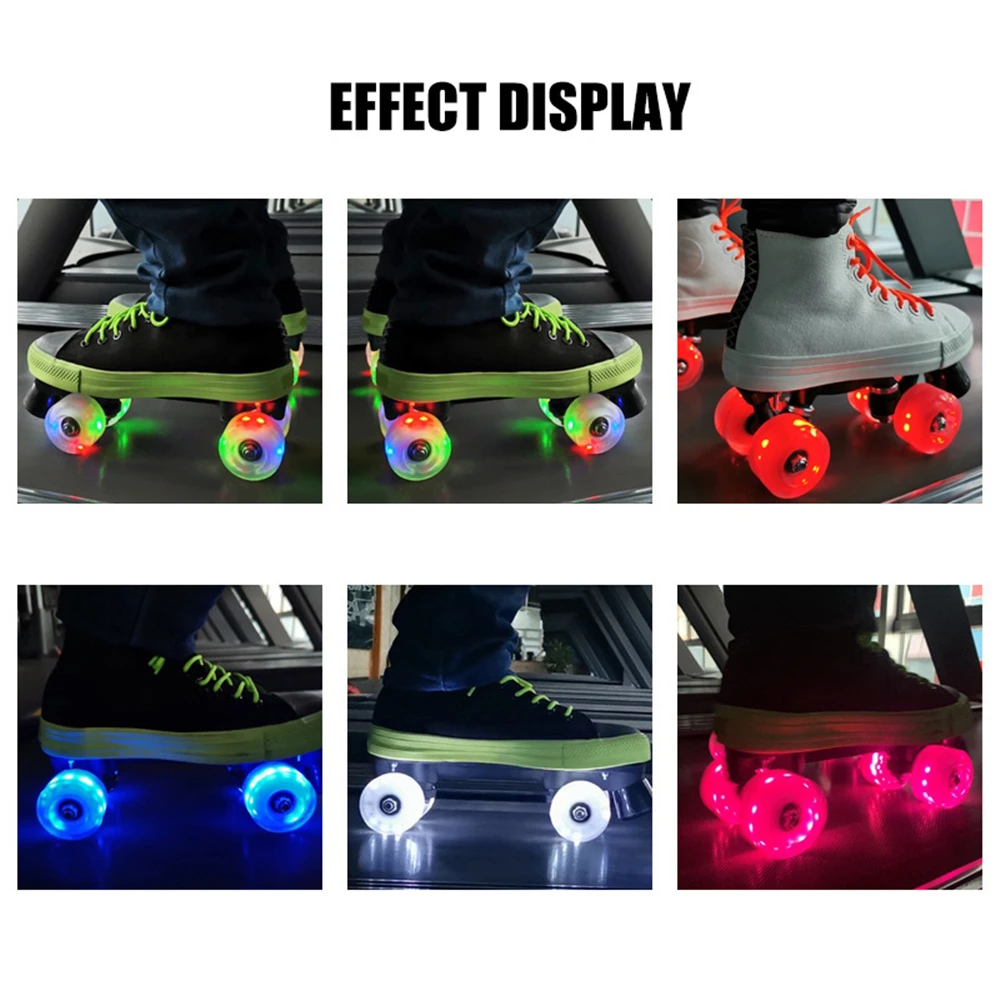 LED Flash Wheel Luminous Light Up Quad Roller Skate Wheels with Bearings Installed Sliding Tires 32mm x 58mm Speed Skate Skating