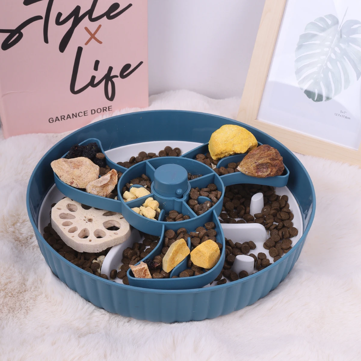 1pcPetTurntableSlowFoodBowlwithSiliconeMatAntiChokingNo