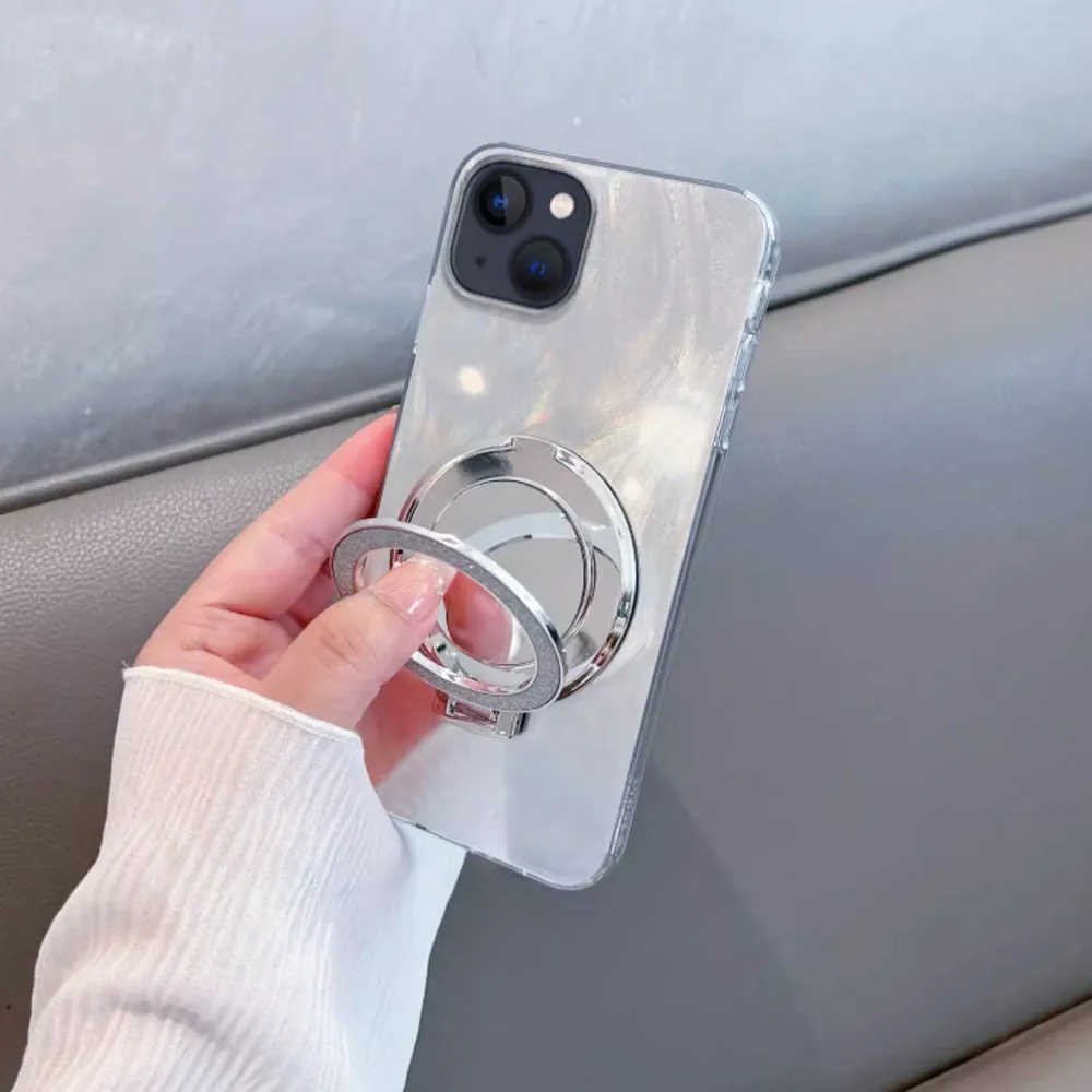 Luxury Glitter Phone Case with Mirror Ring Stand - Shockproof Design