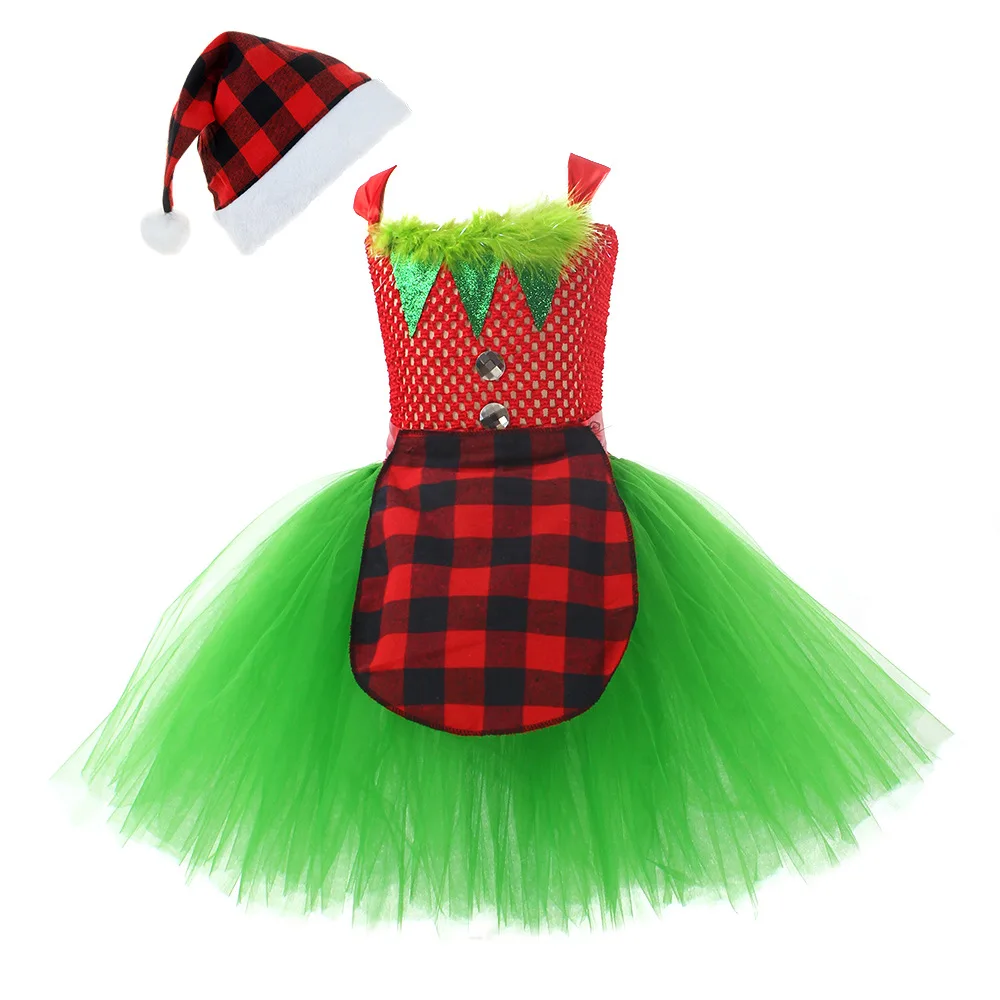 

Red Christmas spirit Tutu Dress Girls Christmas Costume Sparkly Sequins Princess Dress Kids Xmas Party New Year Ball Gown 1-12Y