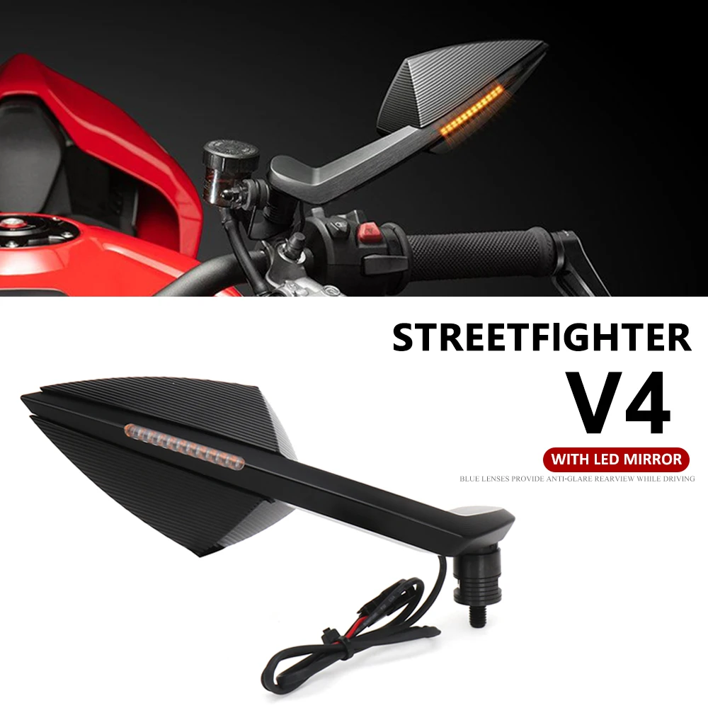 New-Side-Mirrors-With-LED-Turn-Signal-Indicator-Motorcycle-Rearview ...
