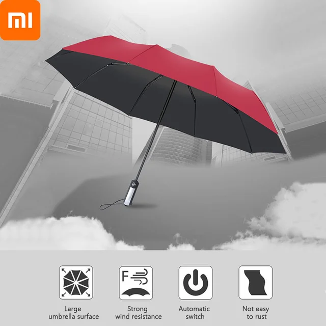 Xiaomi Hajtogató Esernyő Férfiaknak Automatikus Uv Napernyős Hordozható Erős Szélállóság Vízálló Bumbershoot Az Eső Havazásához - Image 2