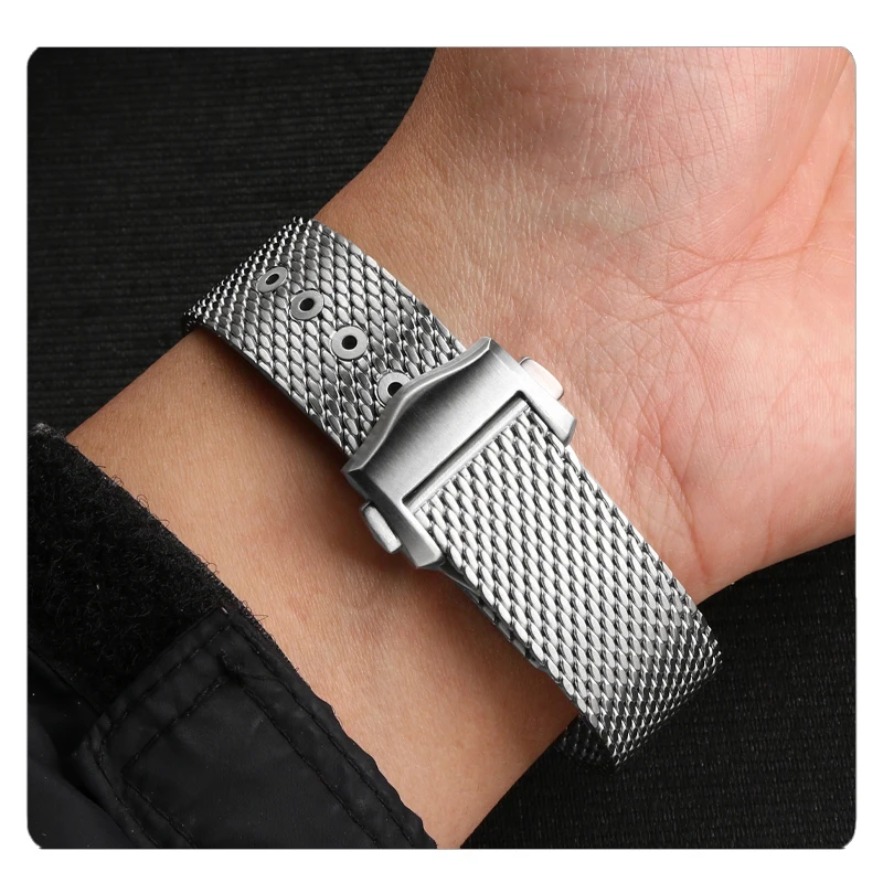 SCHIK For Omega Seamaster Series 300 Diving Watch Strap 007 Version Watch Band Diver3000m Stainless Steel Mesh Belt