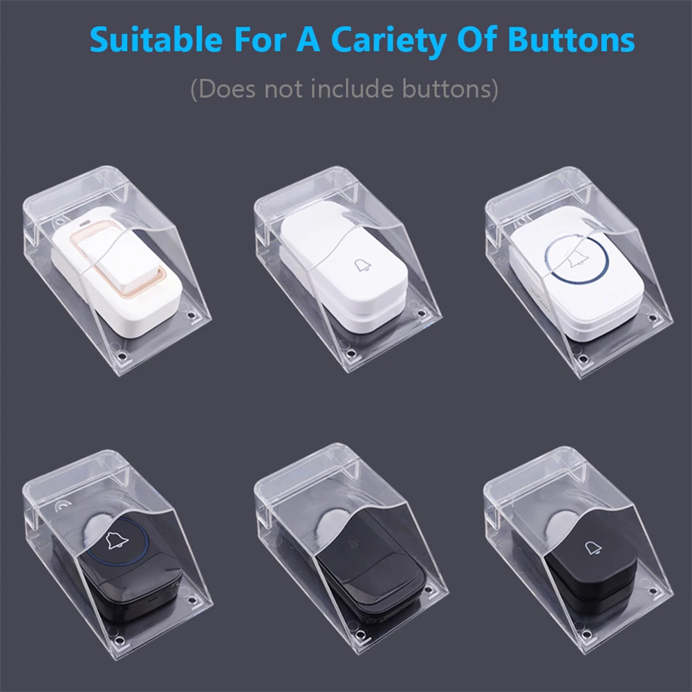 Waterproof Outdoor Transparent Cover for Wireless Doorbell Home Door Bell Ring Button Double-Sided Tape Transmitter