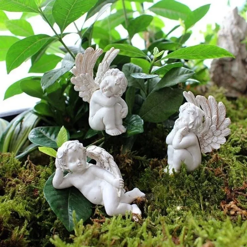 5 Pieces/set Decoration Angel Garden Pile Miniature Angel Fairy Resin Decoration Pottery Miniature Landscape Lawn Decoration