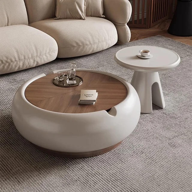 2402-ca3704.jpg Modern Minimalist Round Coffee Table with Hidden Storage – Stylish Living Room Center Table Set