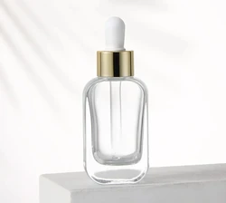 Premium Glass Essential Oil Dropper Bottle - 30ml Refillable Cosmetic Dispenser with Thick Bottom Design (Clear)