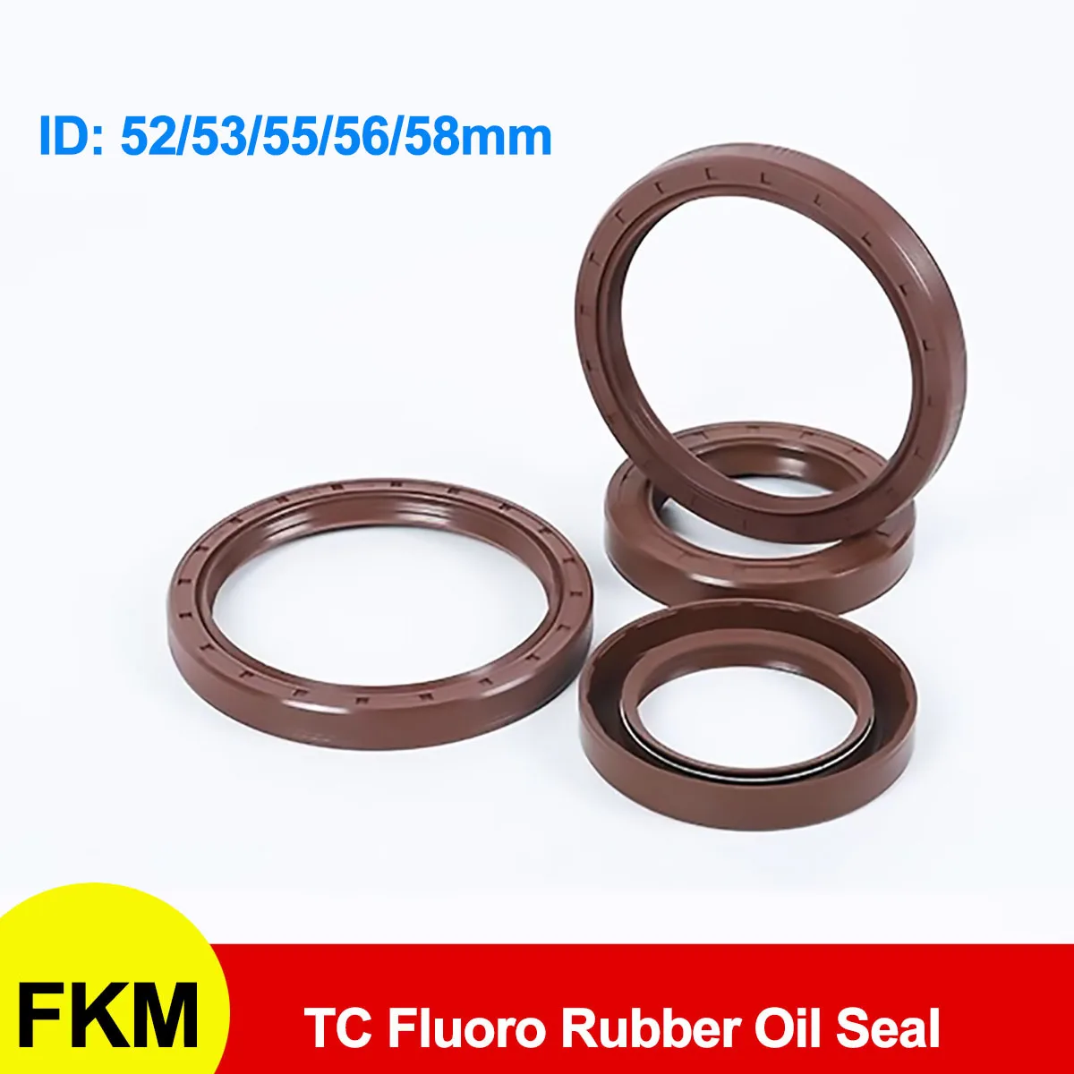

FKM Framework Oil Seal TC Fluoro Rubber Gasket Rings Cover Double Lip with Spring for Bearing Shaft ID 52/53/55/56/58mm