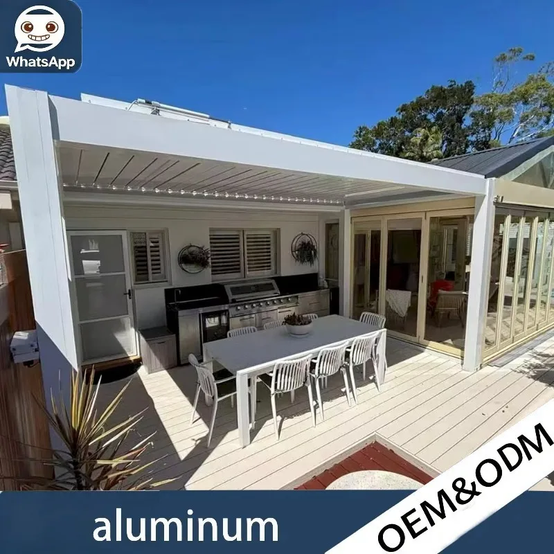 Pergola Gazebo in Alluminio Impermeabile di Alta Qualità con Lamelle Orientabili, Struttura Parasole Resistente Progettata per Applicazioni Familiari e Commerciali