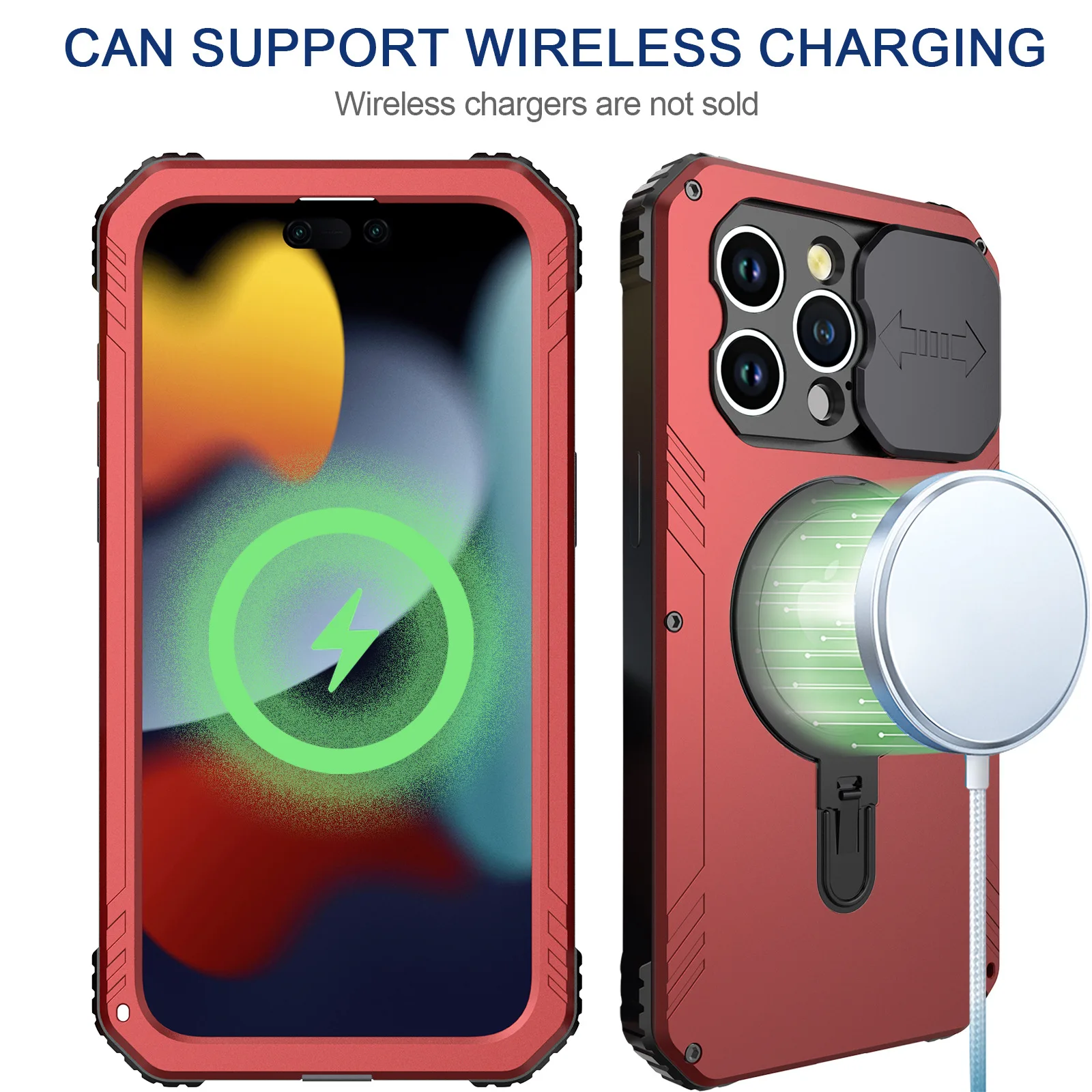 Luxury Shockproof Metal Phone Cases For Iphone 15 Pro Max With Stand Built-in Camera Screen Protector Cover Funda Coque Case