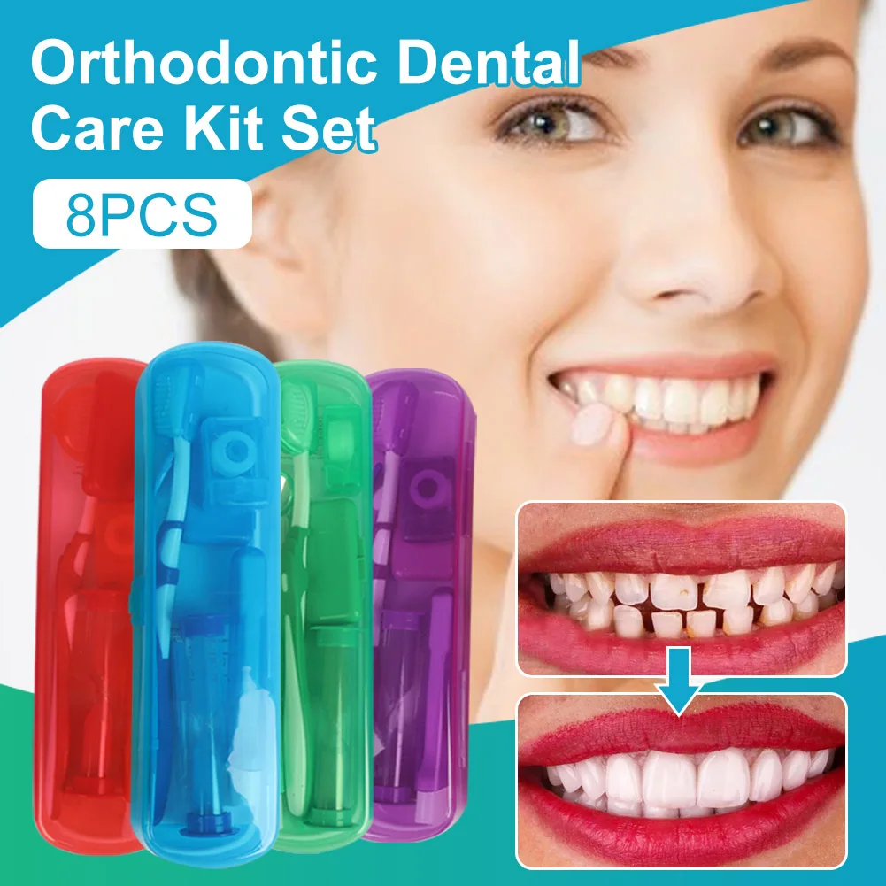 8PcsToothbrushSetOrthodonticBraceCareKitOralHygieneInterdental