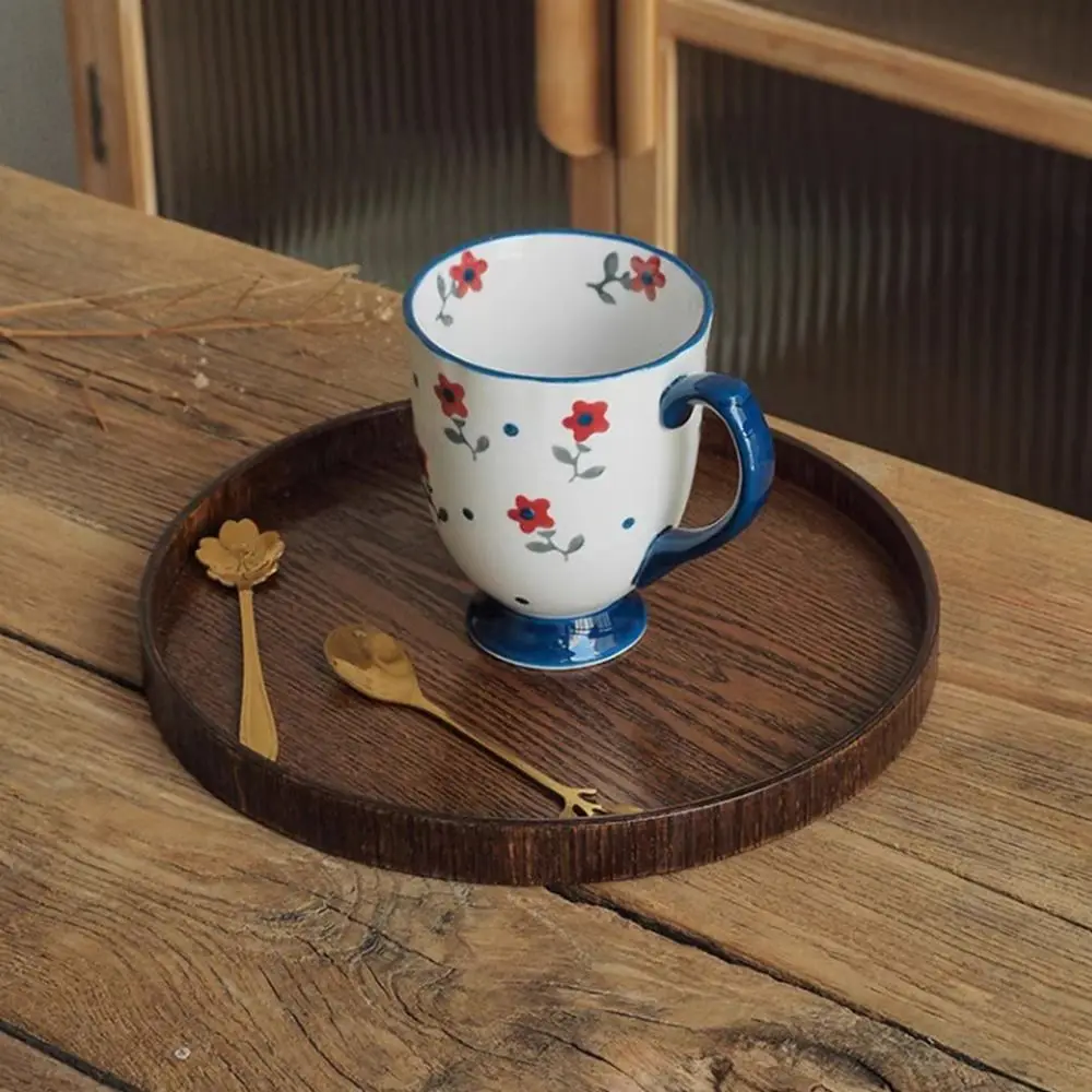 Vintage Round Serving Tray Wooden 21/24/27/30/33cm Wood Platte Food Bread Pan Coffee Home Table