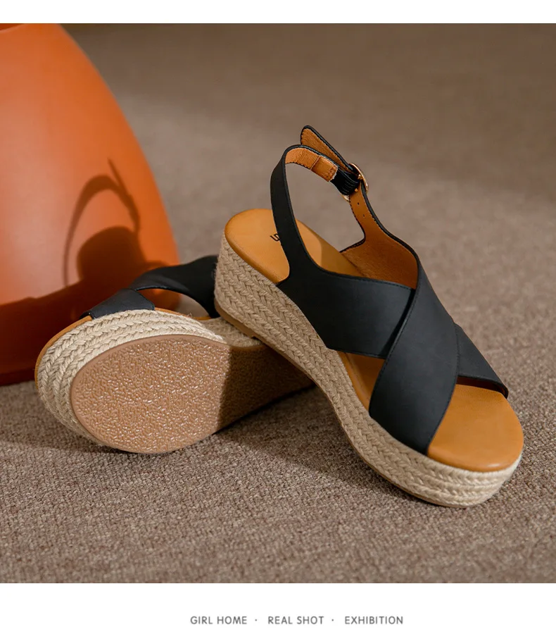 Summer Women Sandals 2022 New Fashion Wedges Super High Heel Sandals Buckle Round Toe Open Toes Ladies Footwear