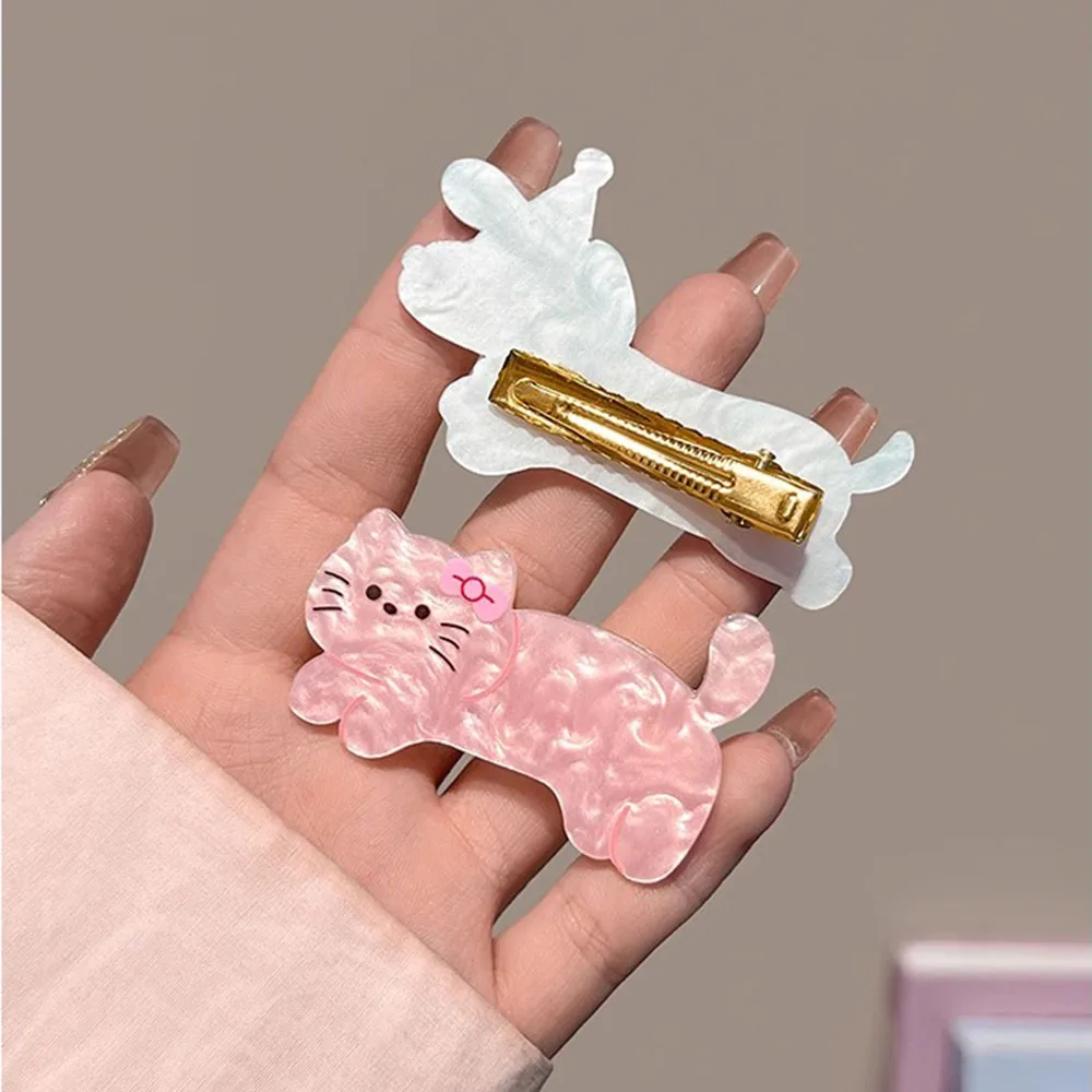 Cartoon Cute Puppy Headwear kitty Hair Clip Acrylic Christmas Hairpins Sweet Animal Bangs Clip For Girls Hair Accessories 5