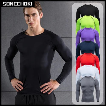 Compression Running Top Men Long Sleeve Shirt For Male Gym Clothing Quick Dry Sportswear Fitness Tee Training Workout Muscle Top 1