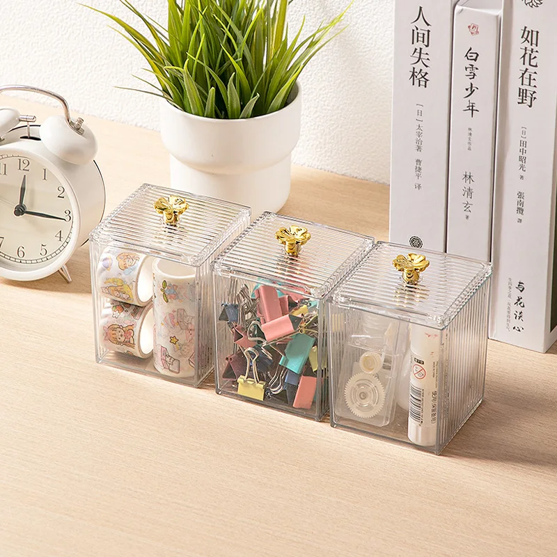 Makeup Storage Organizer Bathroom Jar Cotton Swab Storage Acrylic Square Container Cotton Puff Storage Box Cosmetic Cotton Box 4