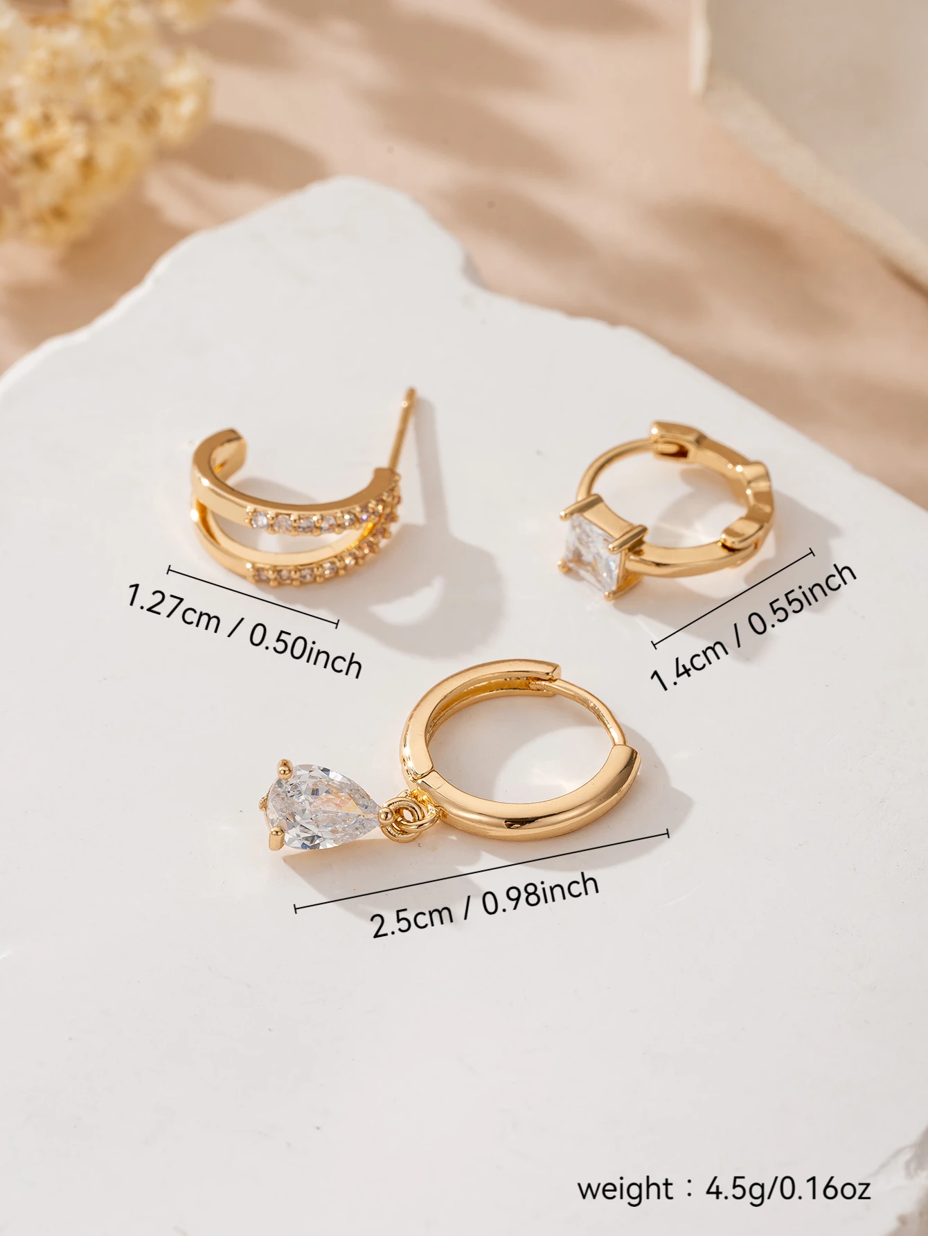 Zirconia Cube Pendant Earrings