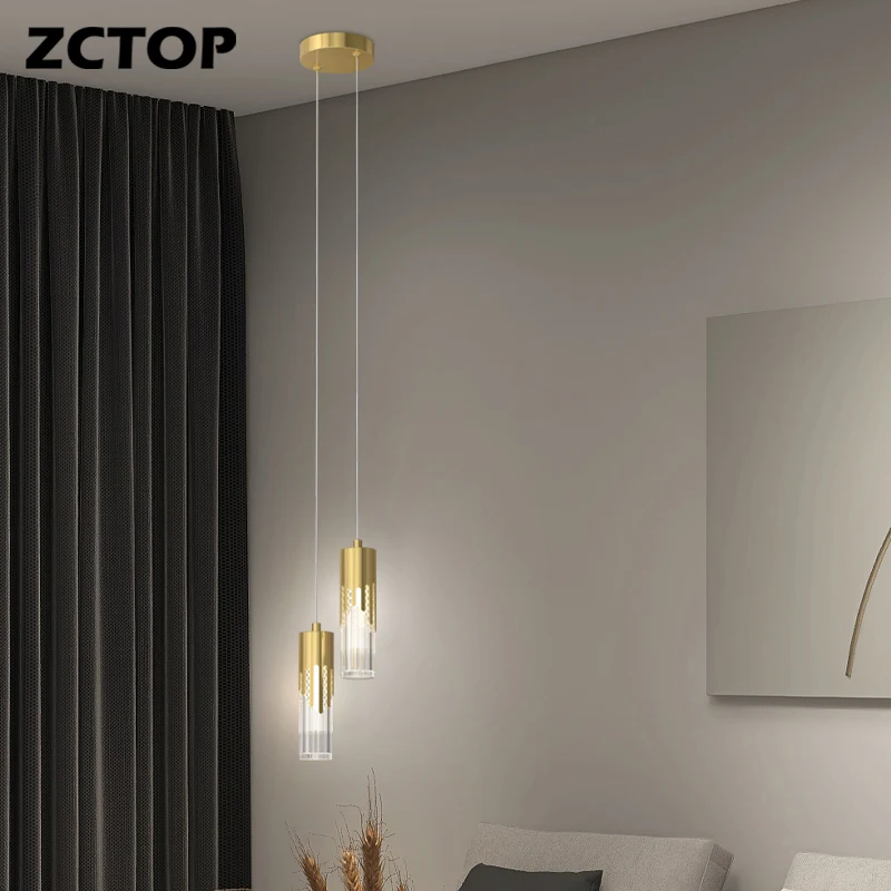 Modern LED Pendant Light For Living Room Bedroom Kitchen Bar Full Copper Decor Hanging Lighting Bedside Lights Gold Pendant Lamp