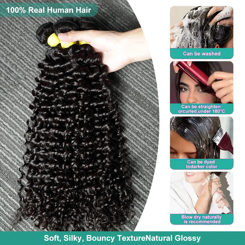 Human Hair Extensions 30 40 Inch Loose Deep Wave 3 4 5 Bundles Raw Human Hair Brazilian Weave Remy Hair Double Weft Drawn