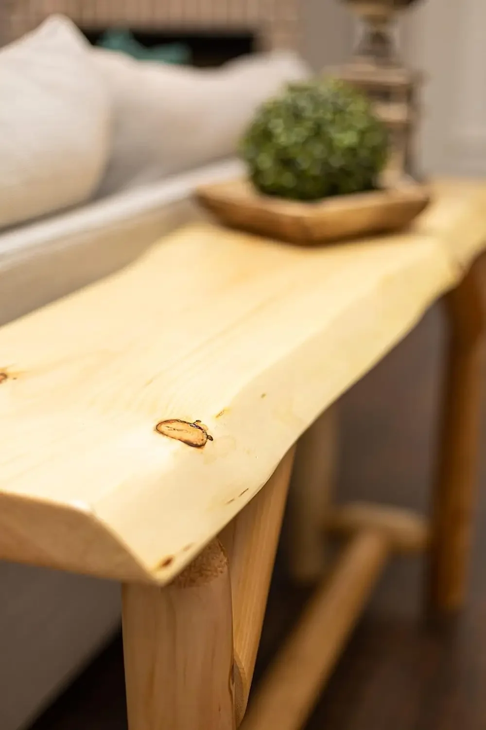Live Edge Log Sofa Table (Natural) — Rustic Live Edge Log Furniture 4