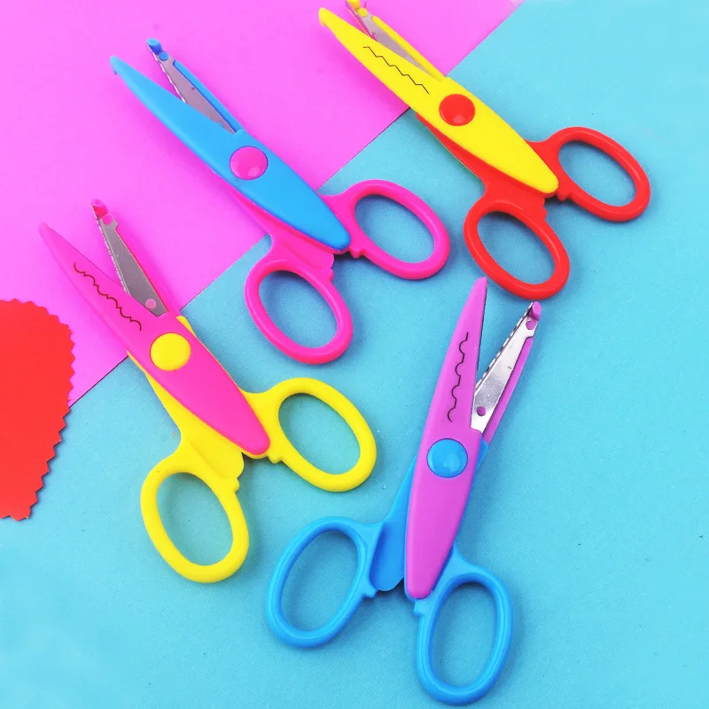 창의적인 레이스 가위, DIY 스크랩북 종이, 일기 장식, 어린이 안전 꽃 가위, 앨범, 팩당 6 개