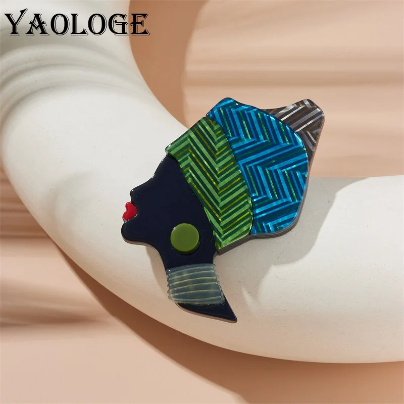 

Новые Модные Акриловые серьги YAOLOGE в африканском стиле, 2 цвета, женская одежда, серьги для макияжа, современная Женская фигурка, брошь, булавки, подарки