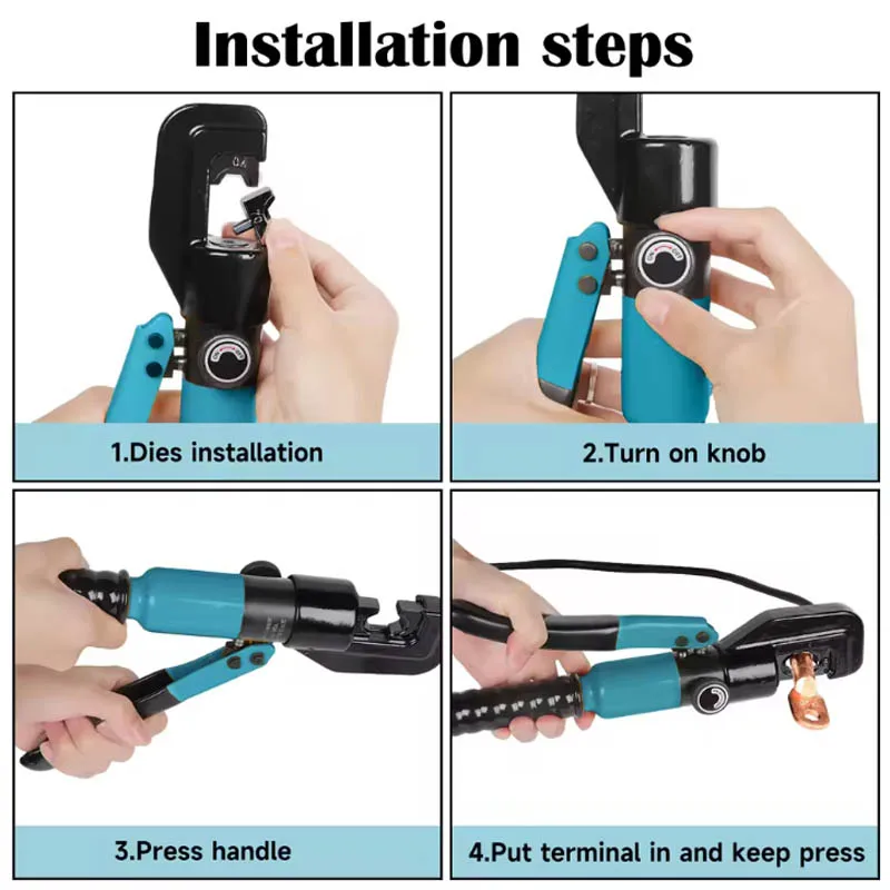 수동 유압 플라이어 4 6 8 10 16 25 35 50 70mm² 몰드 8T 고전압 유압 크림핑 툴 케이블 배선 크림핑 플라이어