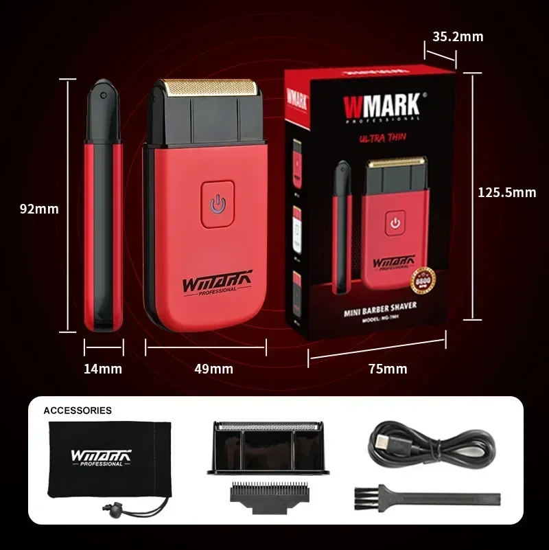 Professional Hair Clipper WMARK NG-7901 Ultra Thin Men Shaver Mini Stainless Steel Titanium Plated Two Blade Mesh Razor hair clipper electric shaver