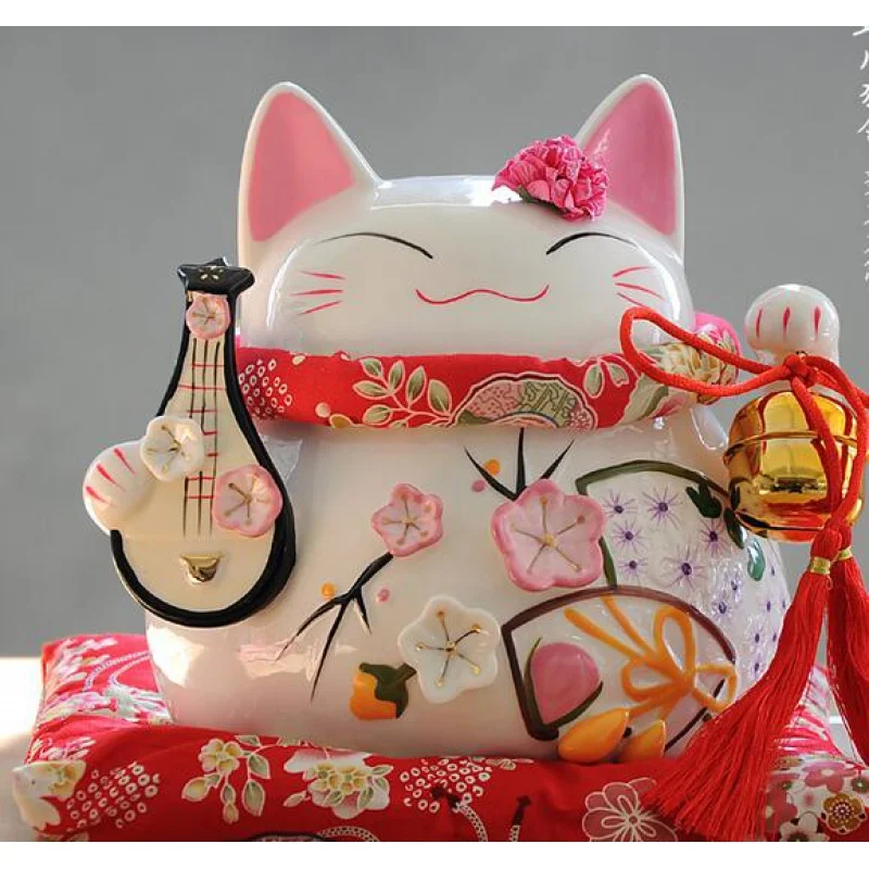 

Golden Flower Pipa cat ornaments opening marriage gifts Home Furnishing large ceramic jar