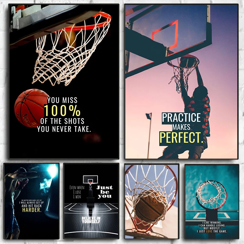 

Sport Motivational Words Quotes Canvas Painting Basketball Lovers Prints Wall Art Picture Posters For Teen Room Home Decor Mural