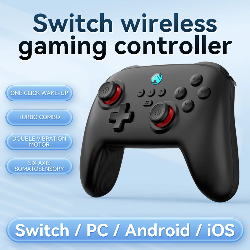 Controlador de jogos sem fio para switch/pc/android/ios bluetooth gamepad de 6 eixos com vibração do motor turbo wake-up melhor escolha