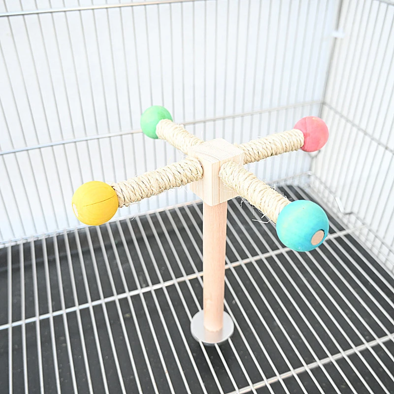 360 &deg; Rotating Parrot Bird Toy Solid Wood Bird Exercise Climbing Standing Wooden Toys Pet Parrot Macaw Cage toys Amusing