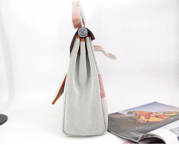 Canvas Handbag Herbag New Print Pig Nose Cross-Body Fashion Versatile Casual Women's Texture Two-Layer Cow Leather