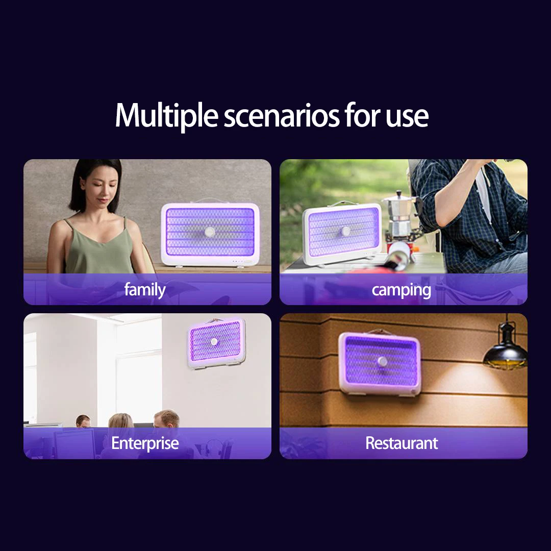 Qualitell 2000mAh Rechargeable Electric Mosquito Killer Indoor Outdoor 3500V High Power Fly Bug Zapper Mosquitos Killing Lamp